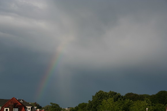 Hailshaft with rainbow