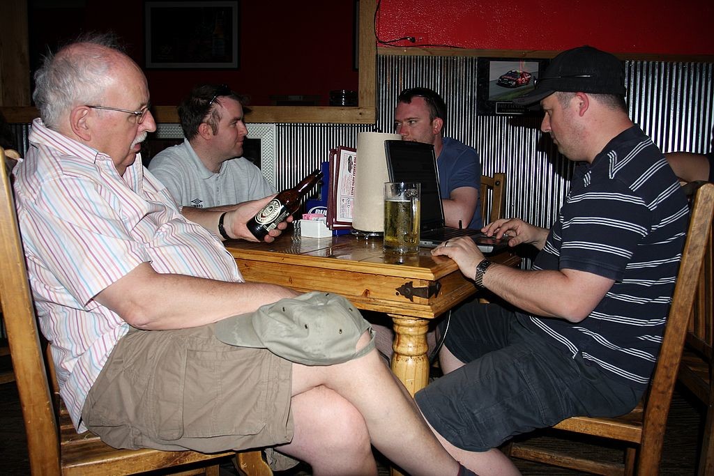 82. The team relaxing in Woody's Bar, Pratt, Kansas IMG_0114