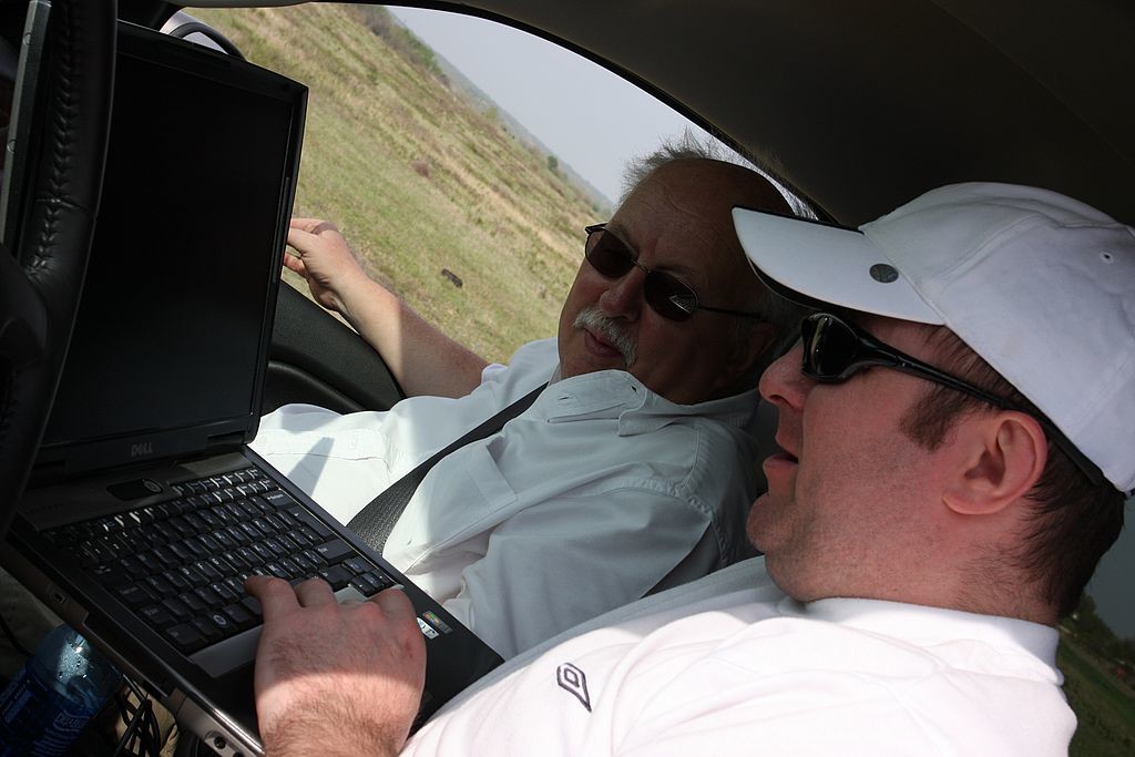 15. Paul M and Michael Fish check out the radar, near Chanut