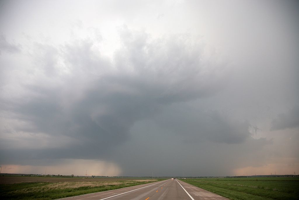 61. Cloud striation over Highway 400, near Fredonia, Kansas 