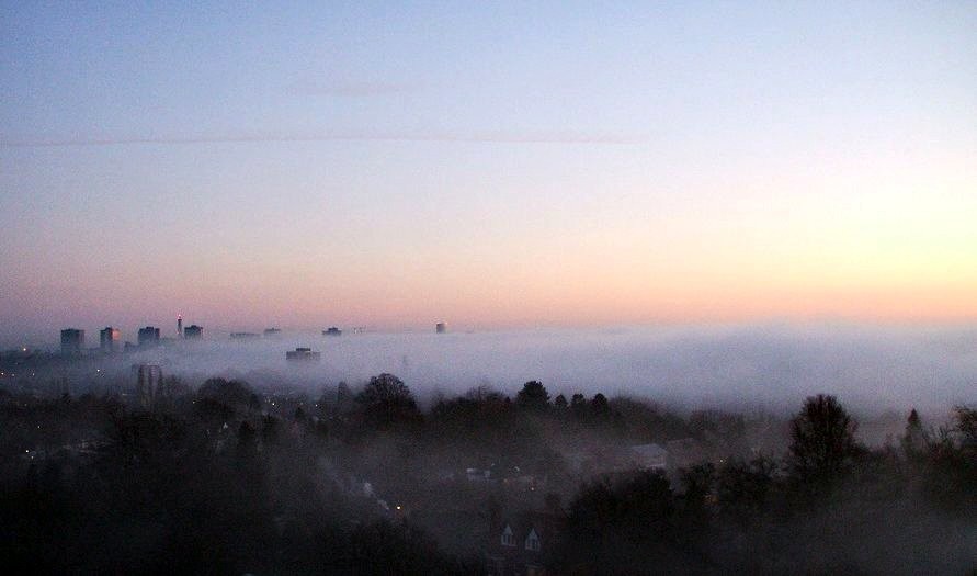 Morning mist rolls over Birmingham