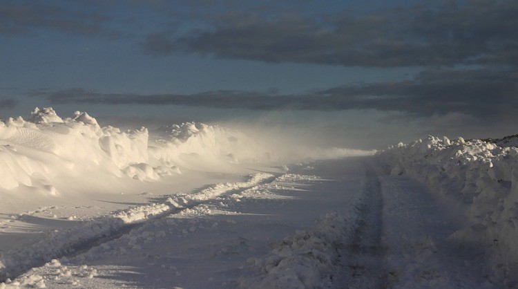 drifting snow over the moors