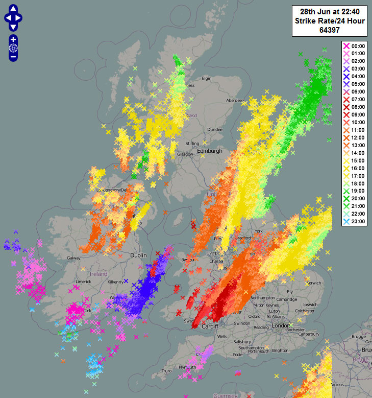 Lightning Map - 28th June 2012