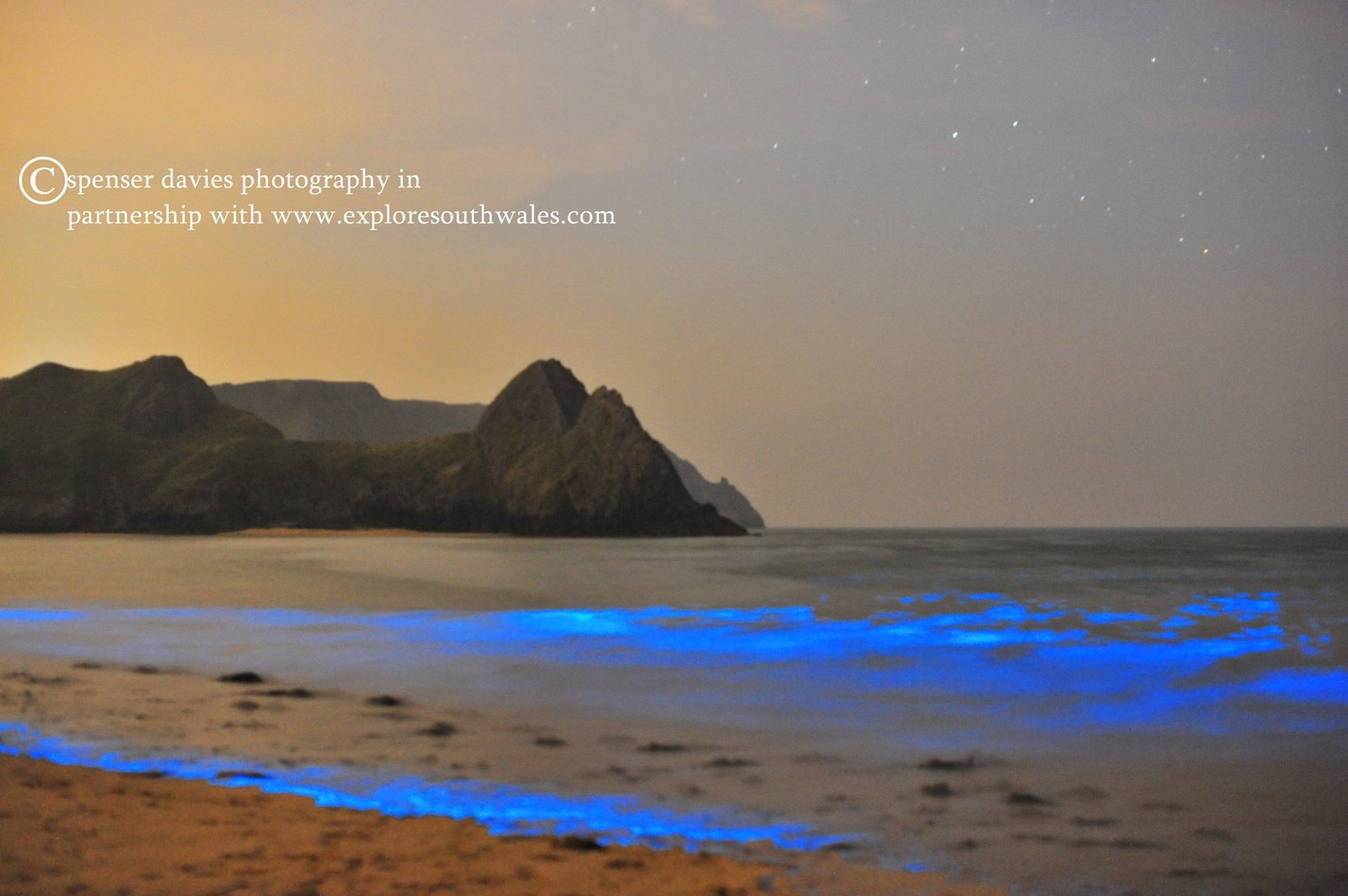 21/6/17 , Three Cliffs Bay, Gower 2am swim in bioluminescent plankton