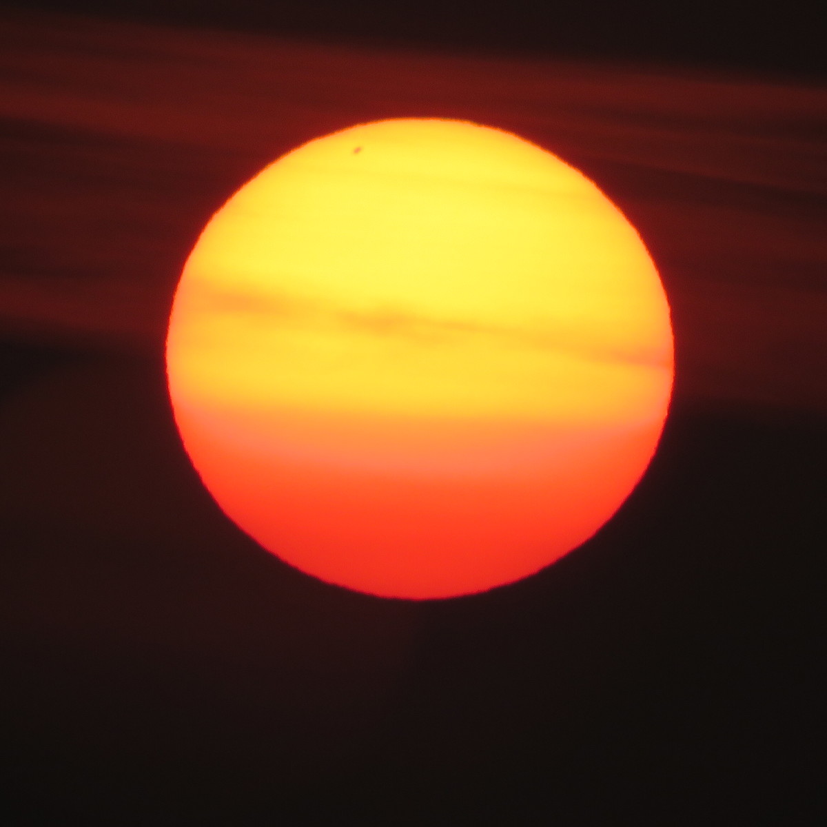 Sunset with sunspot. 8th April 2019 from Irlam, UK