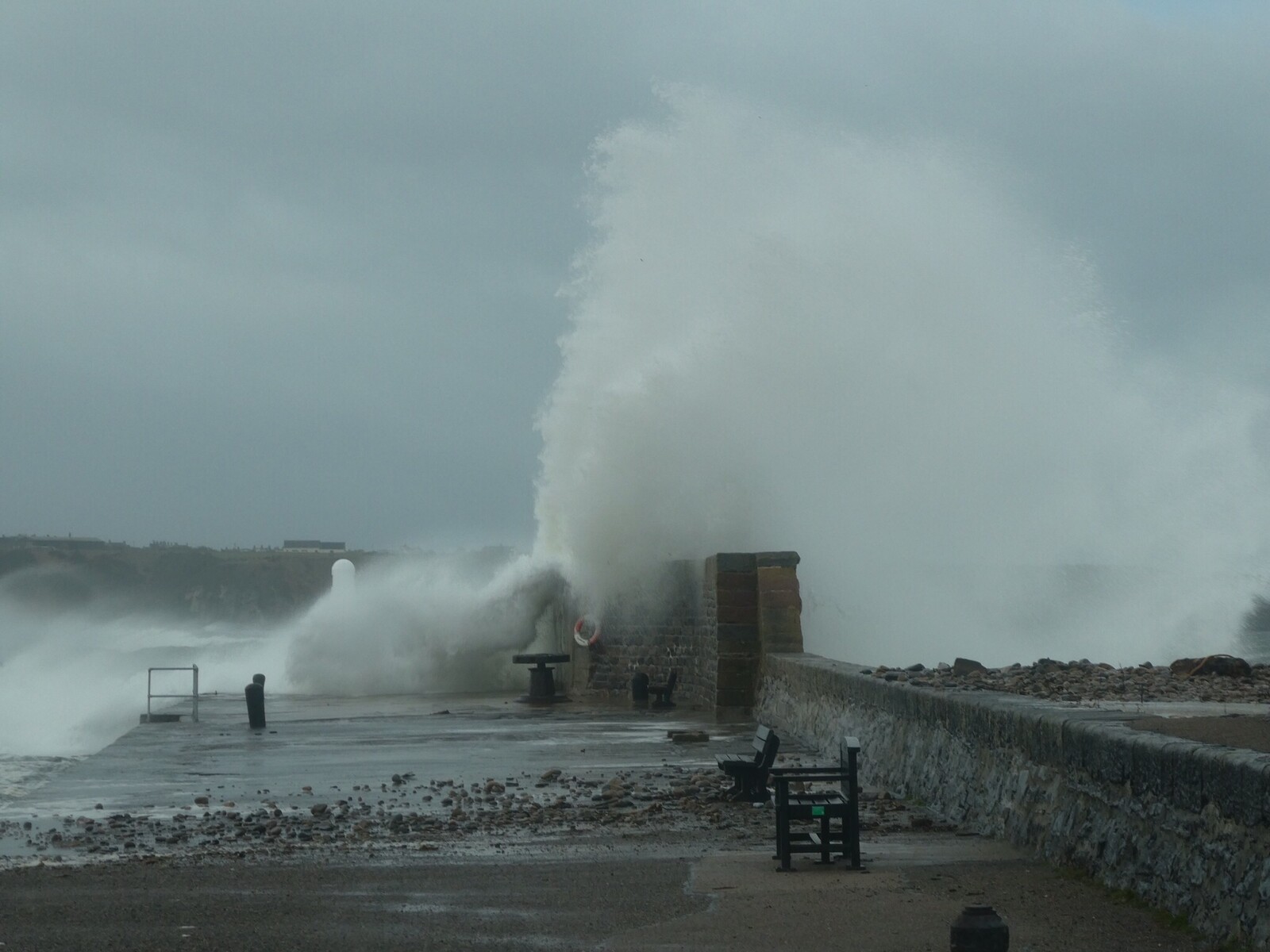 Wild waves batter Cullen harbour (taken 4th January’22)
